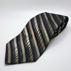 Murano Italia 100% Silk Green Black Stripes Men's Tie